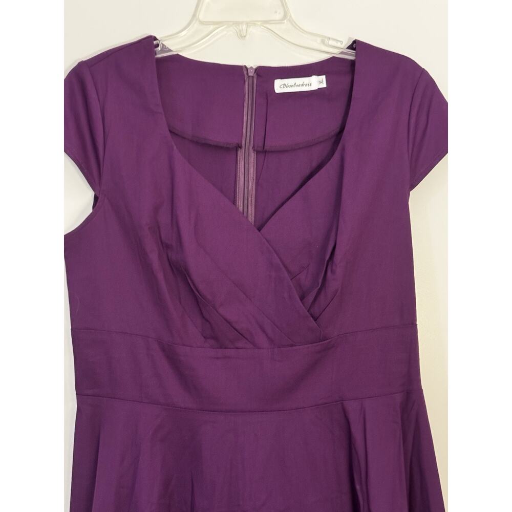 Bbonfine Dress Purple Sz XL Cap Sleeves Knee Length Fall Wedding Cocktail - Picture 2 of 8